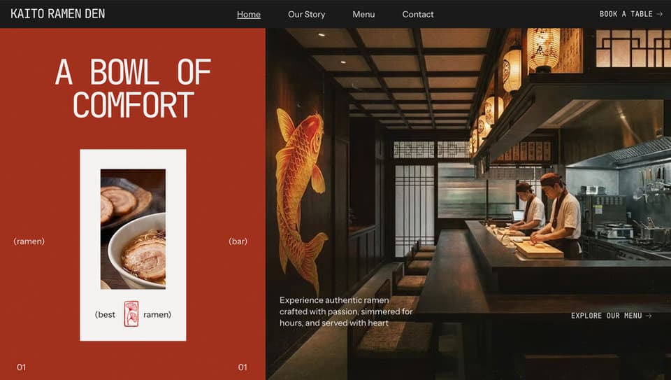 Ramen Bar (Welcoming) official Wix website template preview